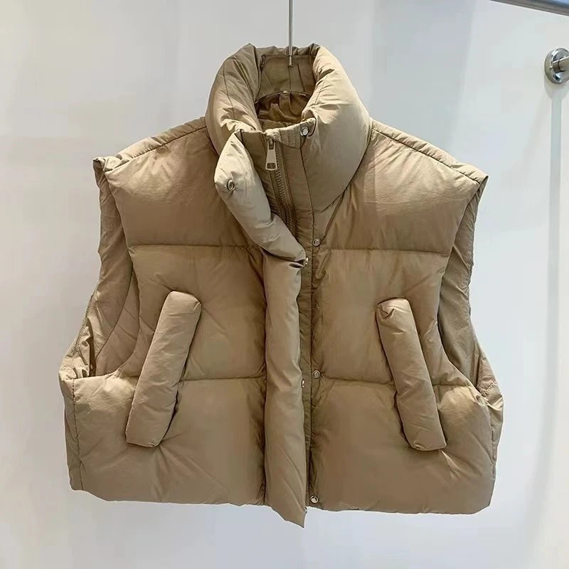 Autumn Winter Vest Women Thick Warm Down Vest Harajuku Loose Jacket Casual Outerwear Short Waistcoat Windproof Vests Coats 241008
