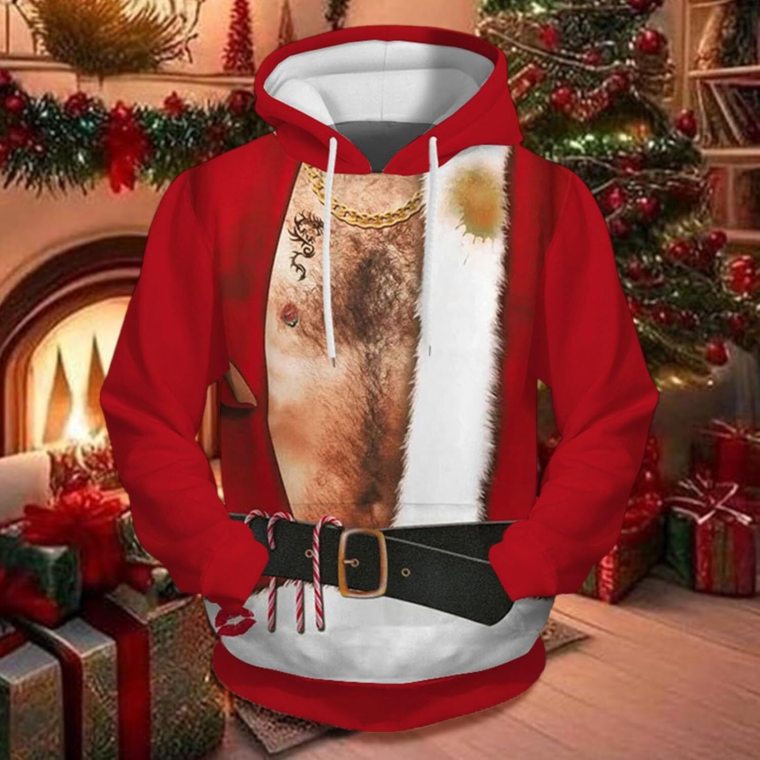 Hoodie for Mens Womens Ugly Christmas Sweaters for Men Funny, Christmas Sweater Men Funny 3D Xmas Graphic Long Sleeve Holiday Party Sweater Graphic