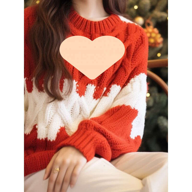 Heavy Industry New Year's Robe Red Coarse Thread Sweater Women's 2024 Autumn/Winter Christmas Atmosphere Small Fragrant Style Knitted Top