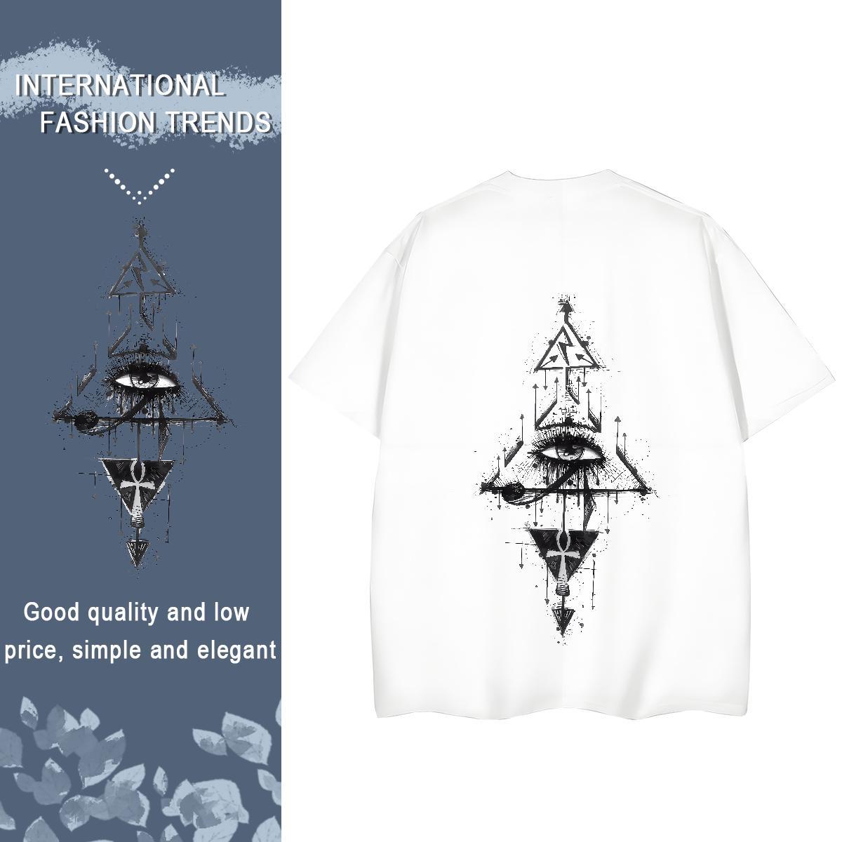 Fashion Casual Womens T Shirts 100% Cotton 230g Crew Neck Casual Daily Wear eye of the devil Woman Tshirt Comfortable Black White Top Shirts
