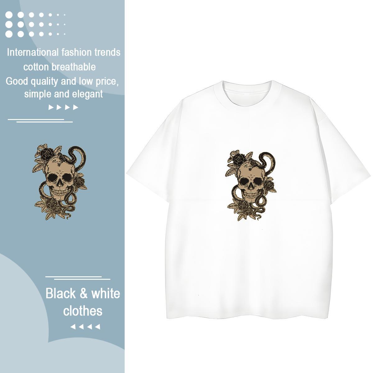 Stylist Womens T Shirts 230g Cotton Crew Neck Beach skull Women Tshirts Loose fit Custom Print Oversized Tees
