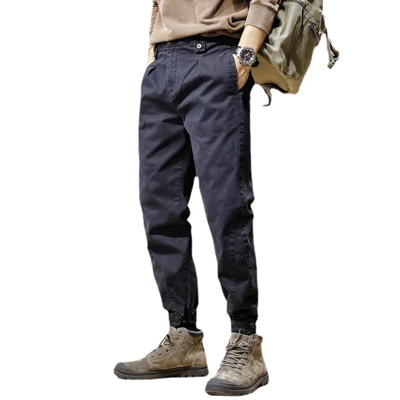 Mens cargo pants loose oversized pants striped elastic autumn and winter y2k pants street casual pure cotton pants 240930