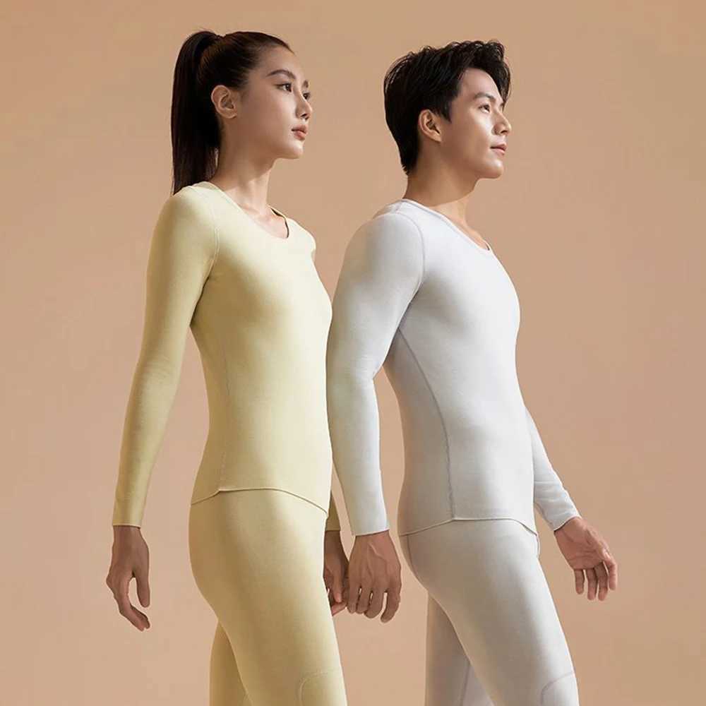 Women's Thermal Underwear Womens hot underwear set antibacterial cashmere silk winter thick seamless high elasticity round neck hot clothing Y241