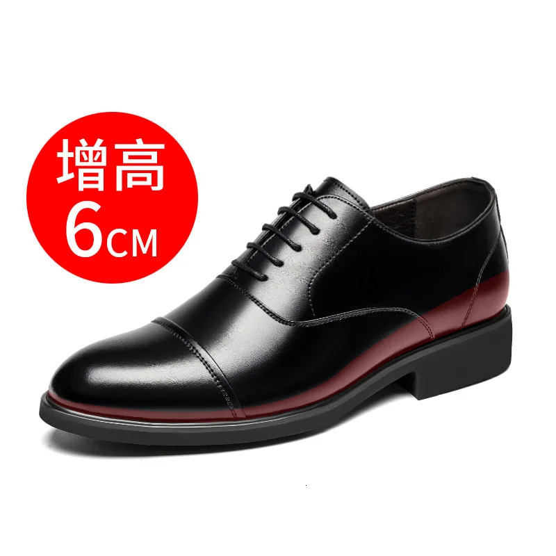 Mens elevator leather shoes mens height increasing dress shoes 6CM invisible mens wedding party office height increasing shoes 241007