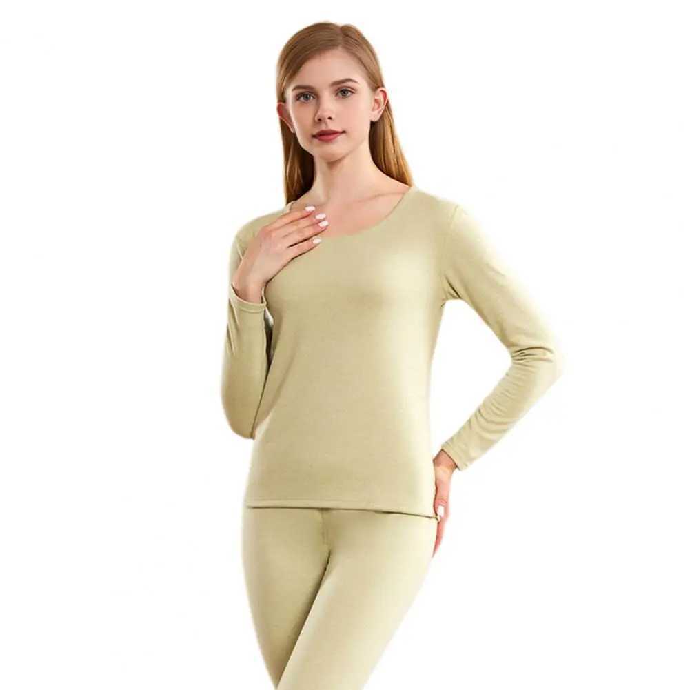 Women's Thermal Underwear Unisex Womens Winter Hot Underwear Set 2-piece Round Neck Long Sleeve Warm and Slimming Sleepwear Y241011UZR3