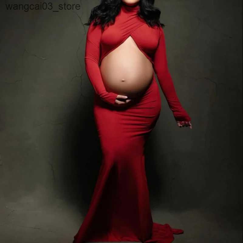 Maternity Dresses Hollow Out Maternity Photography Dress Baby Shower Dress Elastic Fabric Red Dress Pregnancy Photography Dresses L240910