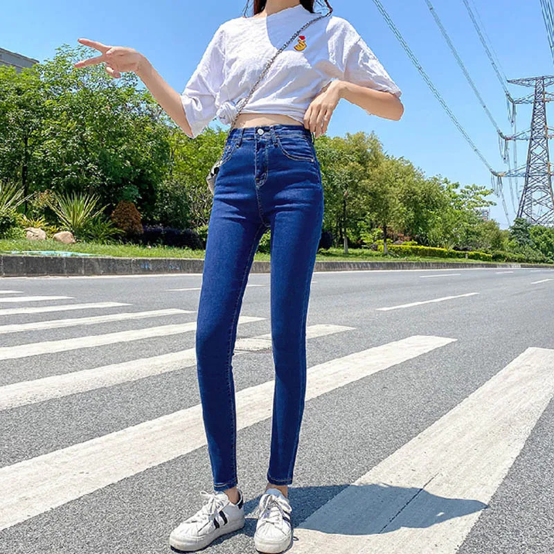 2023 Womens Warm Jeans Winter Plushed Elastic Thickened Denim Pants Casual Trousers 241009
