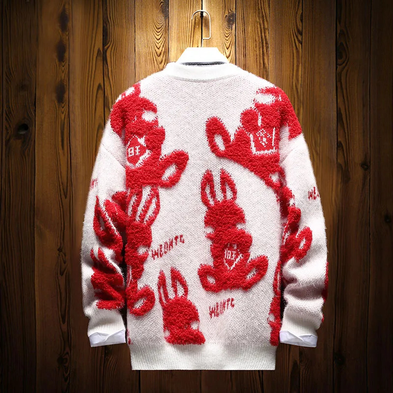 Mens Women Winter Christmas Sweater Mens Casual Loose Jacquard O-Neck Knitted Pullover Jumper High Street School Couple Sweater 241009