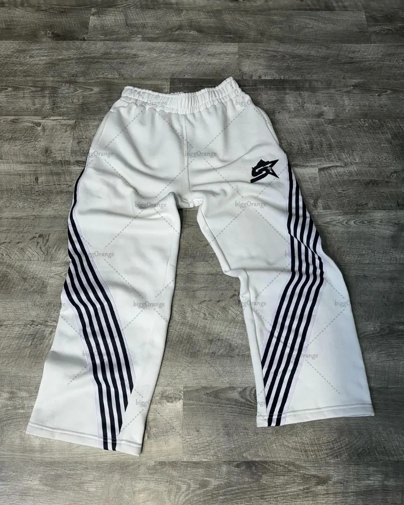 American retro classic striped sports pants Y2K Harajuku color casual pants street fashion loose wide leg Trousers 240930