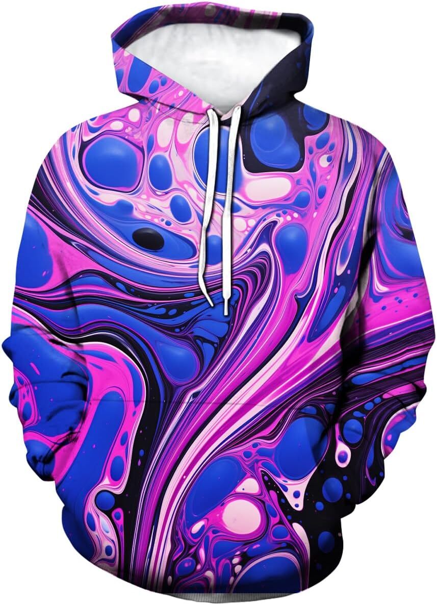 Hoodie for Mens Womens Mens Colorful Hoodie 3D Print Neon Abstract Graphic Hoodies Casual Sweatshirt Graphic Hoodies sweatshirt