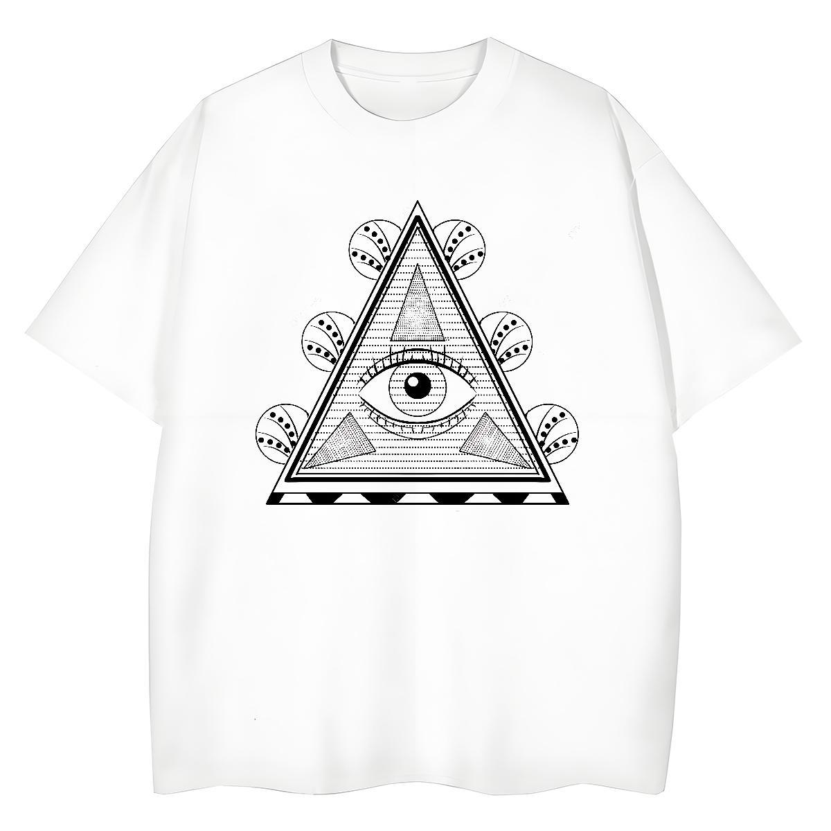 Classic T-Shirts for Women 230g Pure Cotton O-Neck Short Sleeve Home Outdoor eye of the devil Women Tshirts Lady Anime Clothes