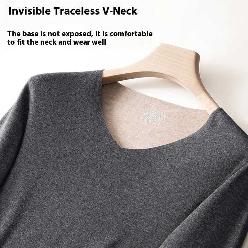 Women's Thermal Underwear New Cashmere Silk Thermal Underwear Set Mens Non-marking Double-Sided Brushed Wool De Velvet Fall Coat and Pants Homewe