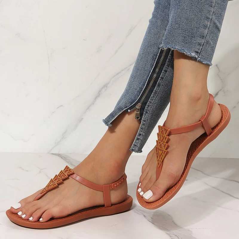 2024 new summer beach shoe jacket with herringbone flap Roman flat shoes for women Y241011