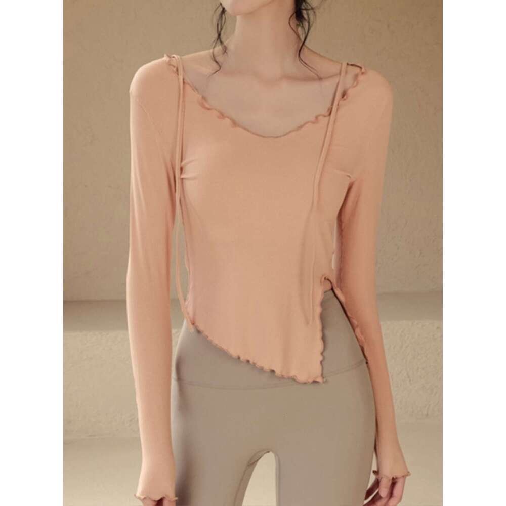 Tight fitness suit, women's quick drying sports top, spring and autumn long sleeved running T-shirt, elastic outer wear, slimming yoga suit