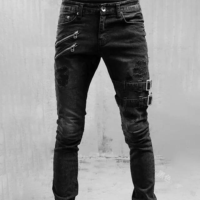 2024 exclusive for european and american new motorcycle personalized fashion wish exclusive for elastic small foot jeans