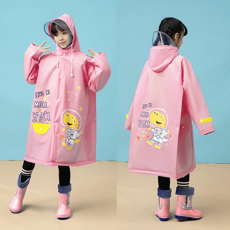 Folding children's hooded raincoat for easy travel