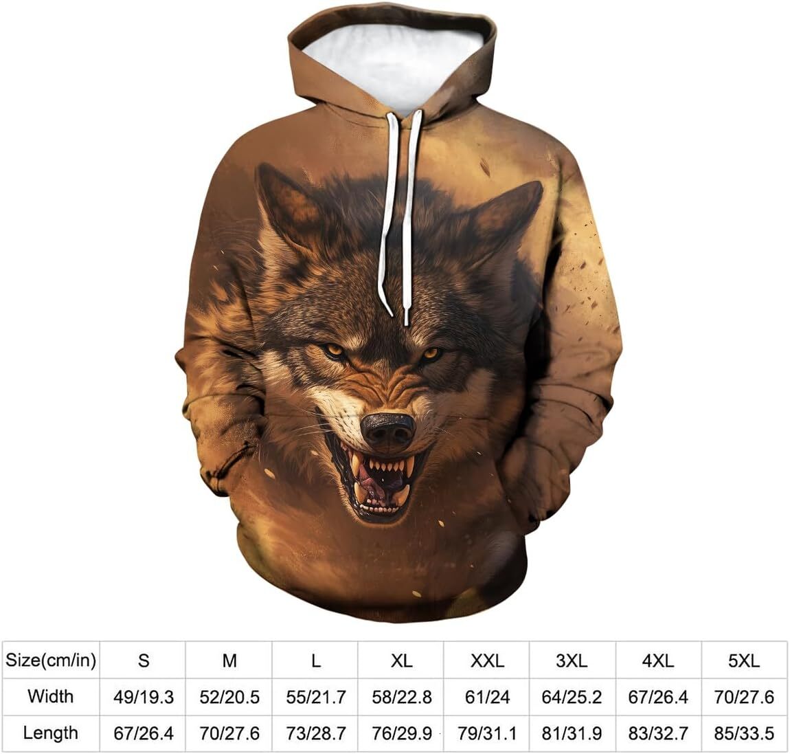 Hoodie for Mens Womens Mens Novelty Wolf Graphic Hoodies Casual Animal Printed Hooded Sweatshirt Street Fashion Long Sleeve Hoodie Graphic