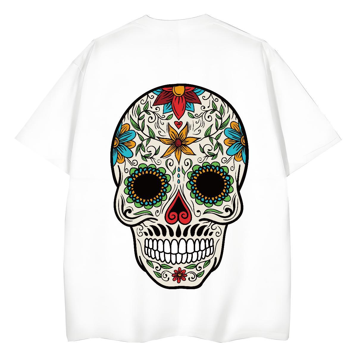 Custom T Shirts Women 100% Cotton 230g O-Neck Short Sleeve Street skull Unisex Tshirts Comfortable Customized Print Top Tees