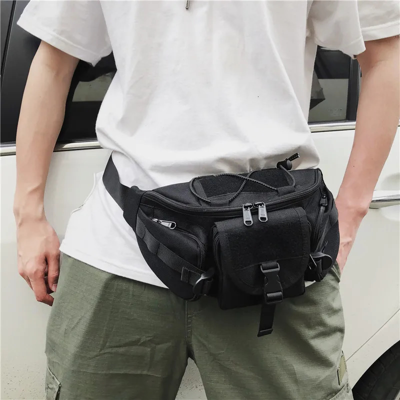 Hip Hop Techwear Crossbody Bag Mens Motorcycle Tactical Fashion Chest Bag Waist Bag Single Shoulder Backpack Sacoche Homme 241008
