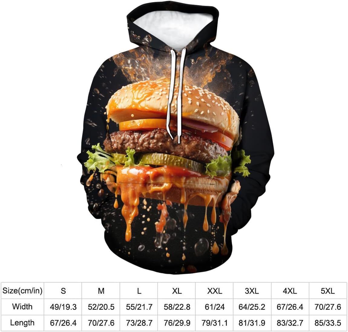Hoodie for Mens Womens Mens Funny Burger Graphic Hoodies Casual 3D Printed Street Fashion Long Sleeve Hoodie Graphic Hoodies sweatshirt