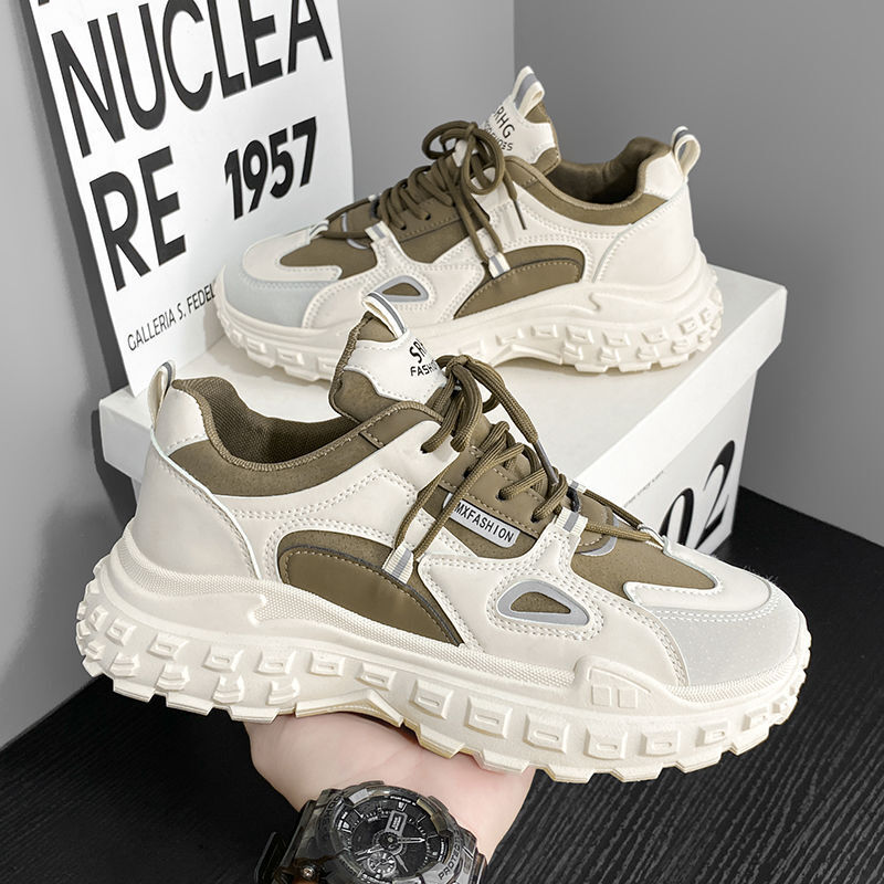 Thick soled fashionable sports summer new internet famous breathable casual men's shoes, work anti slip and wear-resistant dad shoes
