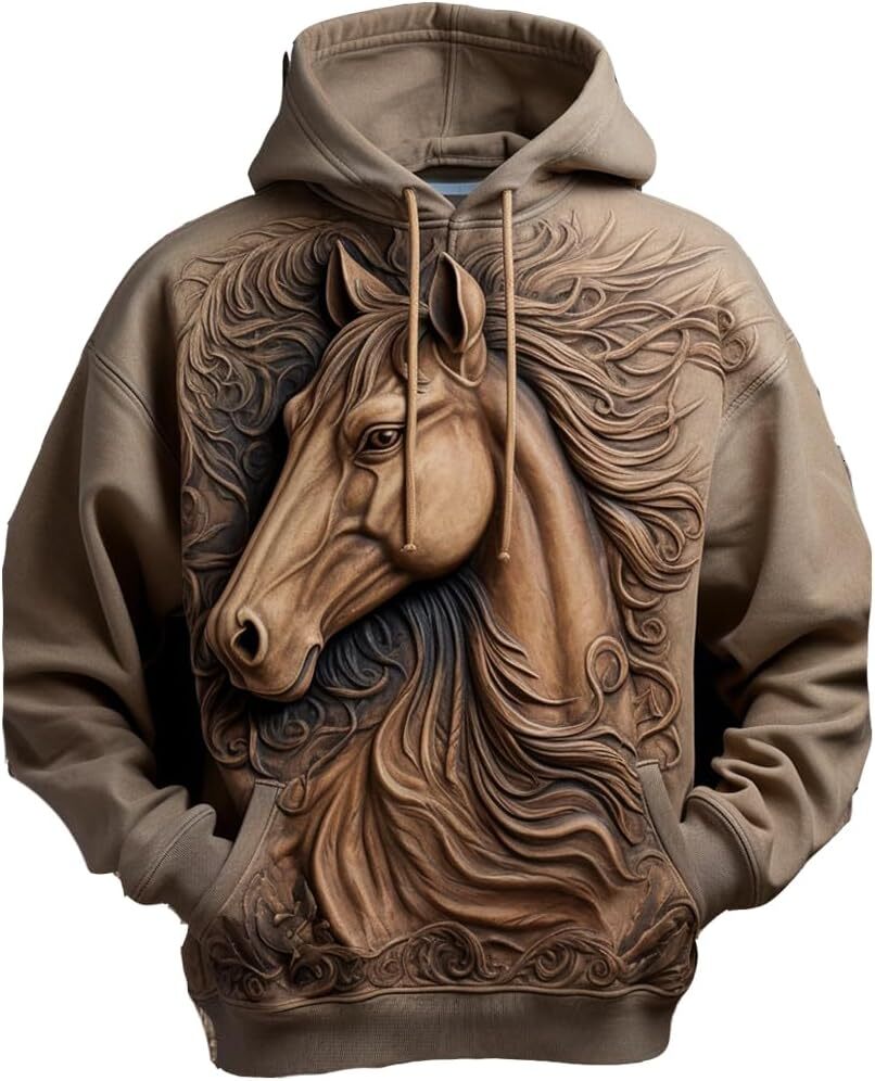 Hoodie for Mens Womens 3D Horse Hoodie Unisex 3D Graphic Printed Hoodies Horse Hoodie Vintage Graphic Shirt Graphic keep warm