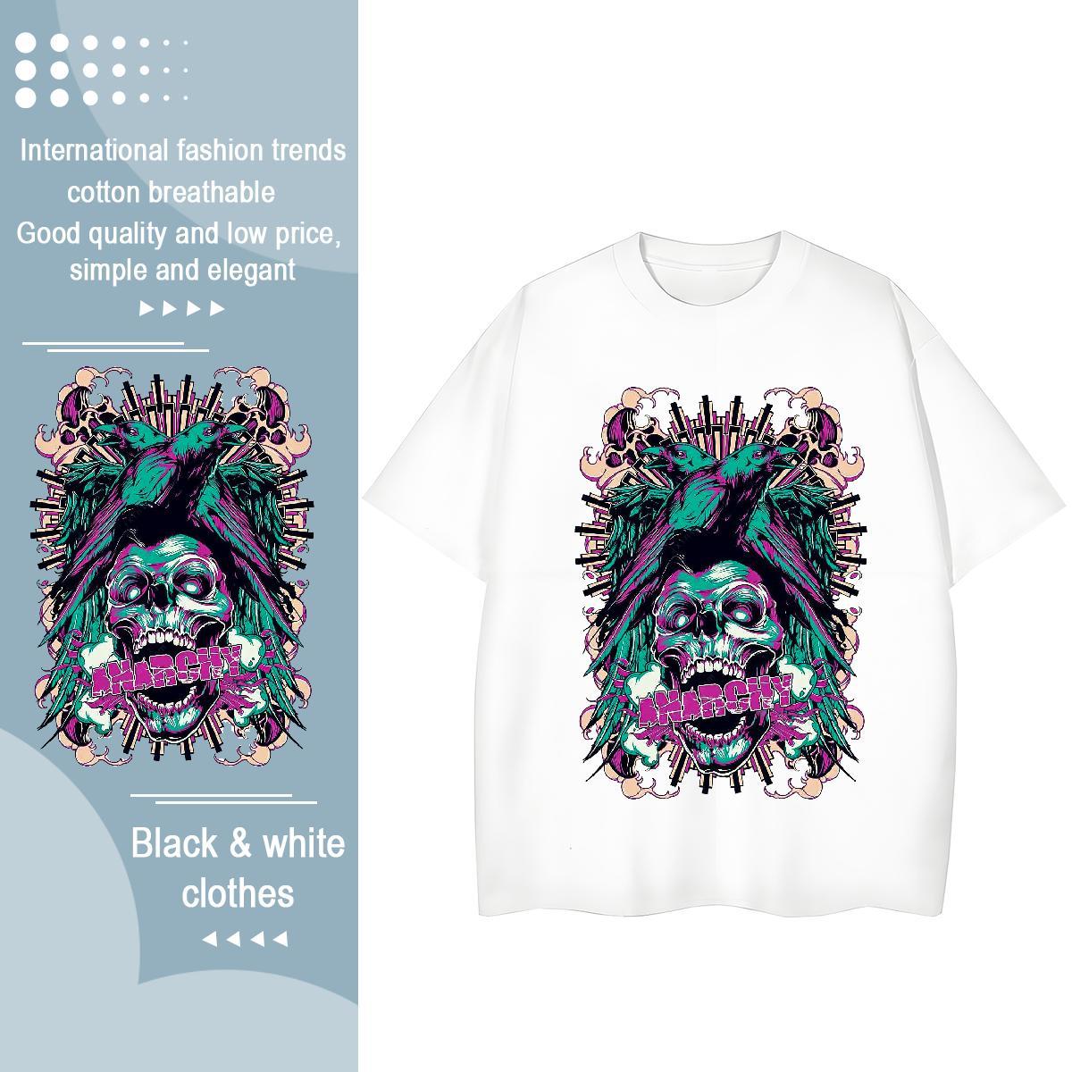 Custom Womens T Shirts 230g Pure Cotton Breathable Soft Sports Casual skull Women Tshirts High quality DIY Printed Clothings