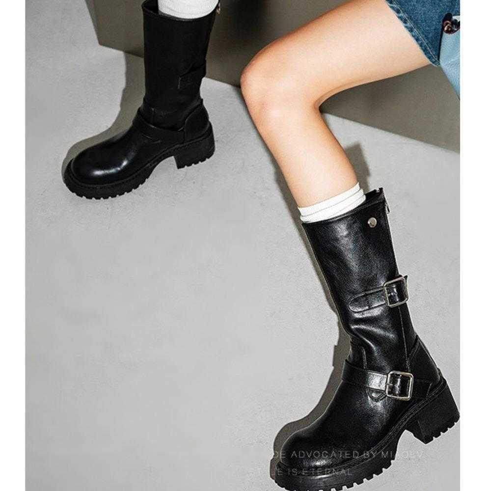 British Style Martin Boots For Women Mid Fashion Boots Autumn And Winter Martin Boots Long Boots For Women 240826