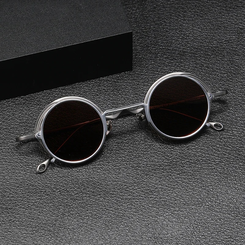 2-in-1 Retro Magnet IC Clip Pure Round Glasses Frame Mens Polarized Sunglasses Womens er Glasses 240926