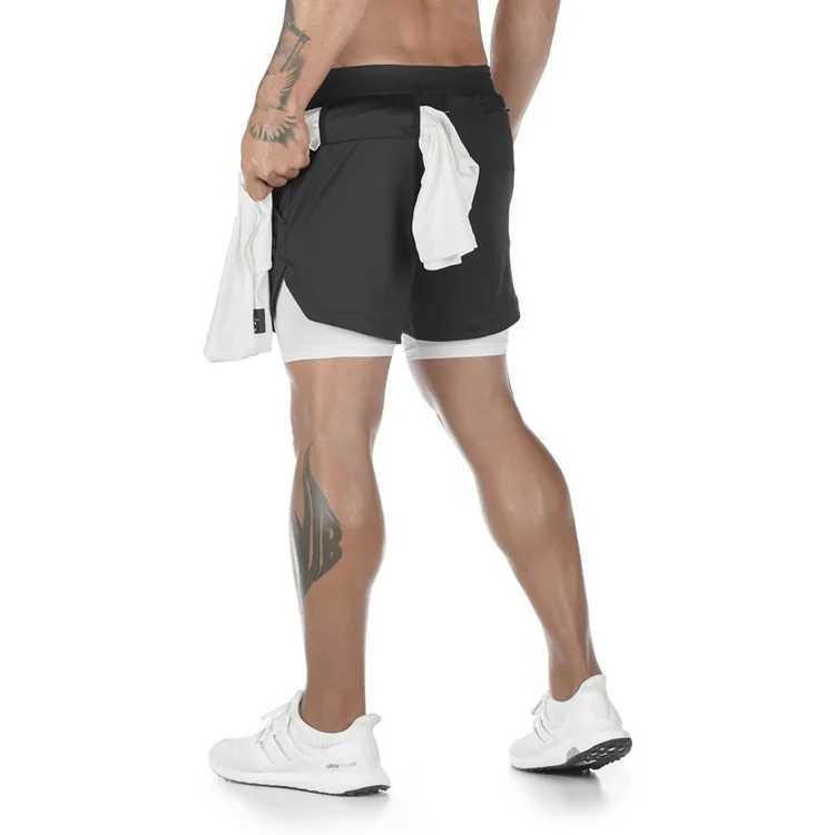 Mens Performance Shorts Soil Color 2-in-1 Gym Shorts Compression Stretch Sports Shorts Quick Drying Fitness Exercise Summer W241010
