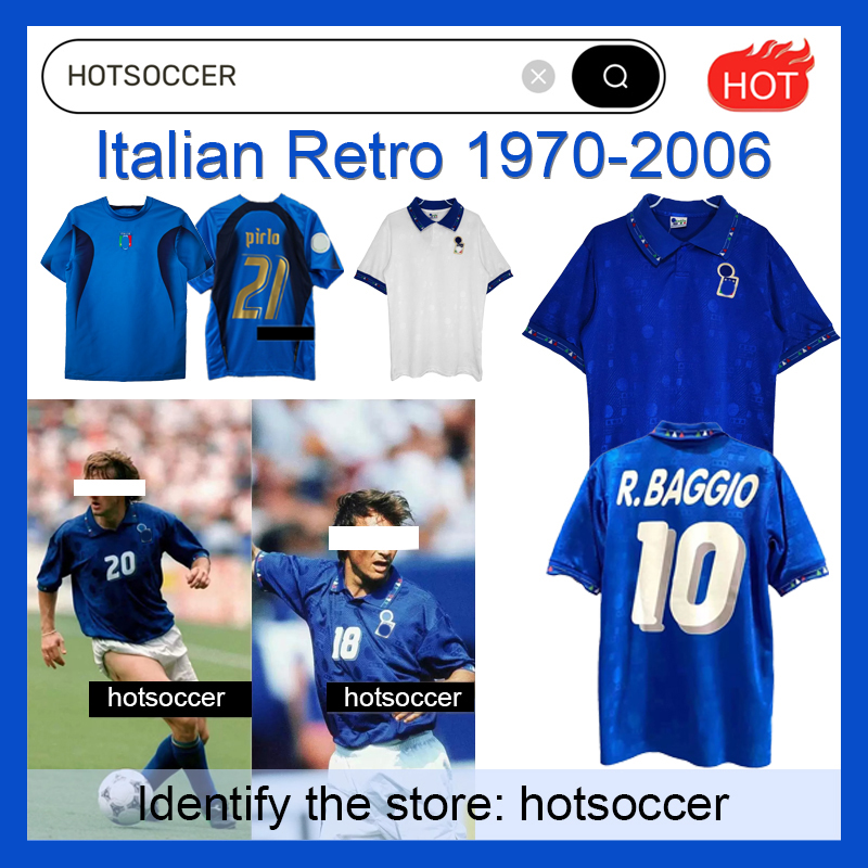 1990-2006 Italian Retro Football jersey DE ROSSI DEL PIERO GATTUSO TOTTI PIRLO R.BAGGIO MALDINI MEN hotsoccer