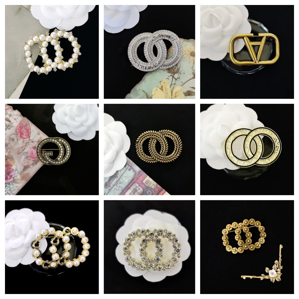 Designer Double Letter Brooches Unisex Rhie Dia Crystal Pearl Brooch Suit Pin Fashion Jewelry Accessories Wedding Christm Party Gift