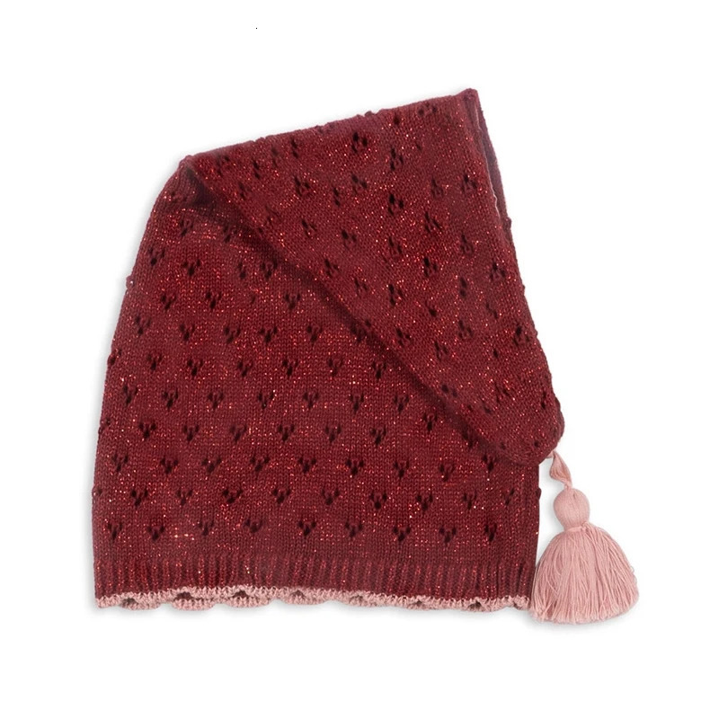 Autumn Winter Girls Knitted Cardigan Childrens Christmas Knitted Hat Baby Red Strawberry Beret Childrens Christmas Clothing 241008