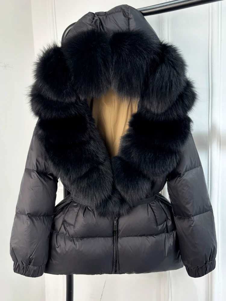 2024 New Winter Inflatable Down Jacket Womens True Fox Fur Cover Thick Warm 90% White Duck Down Jacket Womens Waterproof Parka W241010