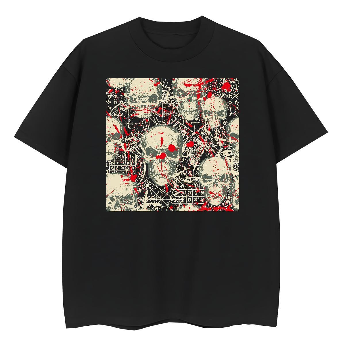 Fashion Casual T Shirt For Woman 230g Pure Cotton O Neck Short Sleeves Sports Street Wear skull Woman Tshirt Comfortable Plus Size Cartoon Tees Shirts