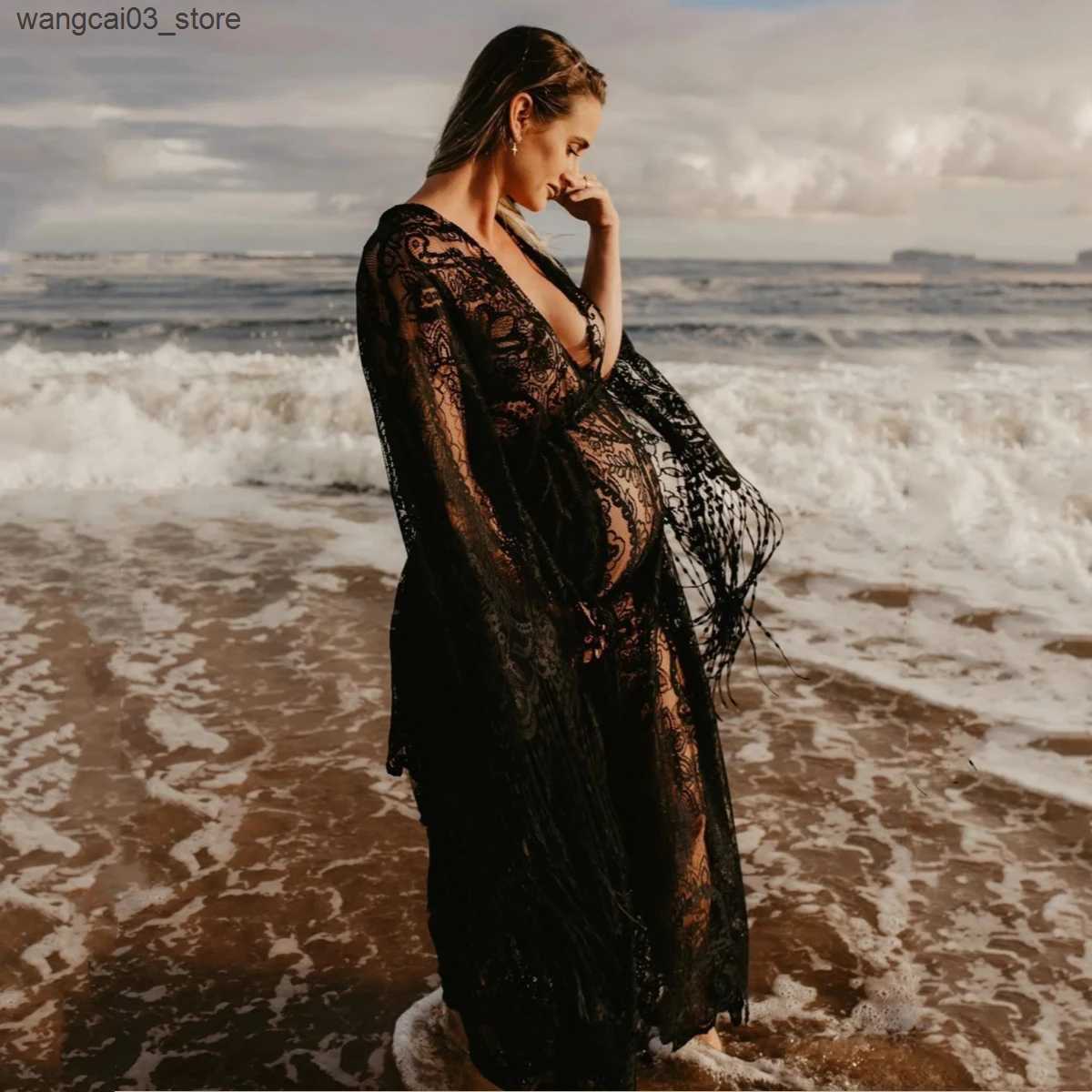 Maternity Dresses Vintage Lace Boho Maternity Photography Dresses V-neck Bohemian Pregnancy Outfit Photoshoot Session Dress L240910