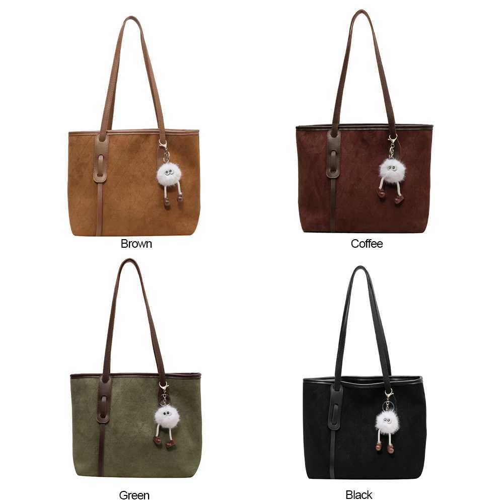 Ladies Suede Large Tote Bag with Inner Pocket Handbag Zipper Closure Purses and Handbags Retro for Work Travel 241011