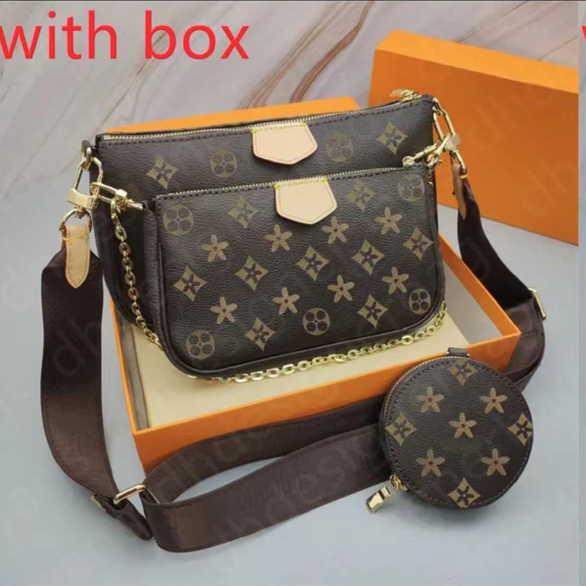 Women Bag Handbag woman Original Box Date code Purse clutch shoulder messenger cross body serial number three in one flower