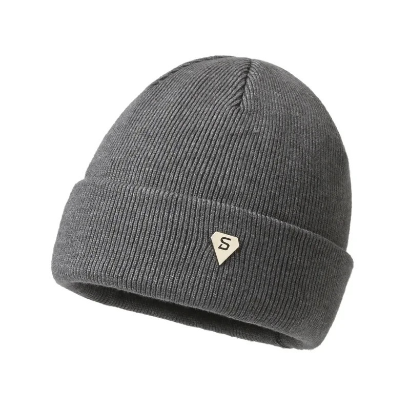 Winter thick knitted hat mens black Beanie couple hiphop and womens fashionable melon warm 241009