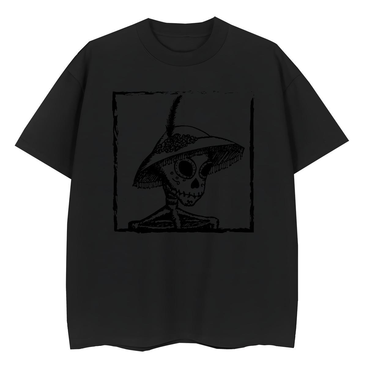 Fashion Casual Women T Shirts 230g Pure Cotton Short sleeve Soft Home Outdoor skull Women Tees Loose fit Custom Printed Clothes