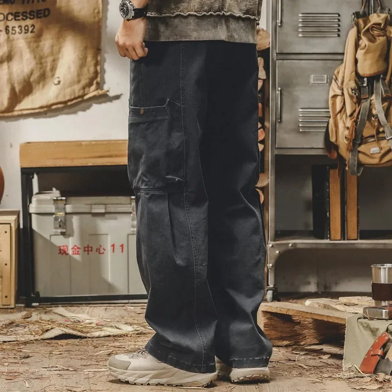 military multi pocket mens cargo pants autumn casual tactical bag style handcart Y2K retro decal wide leg sports pants 241007