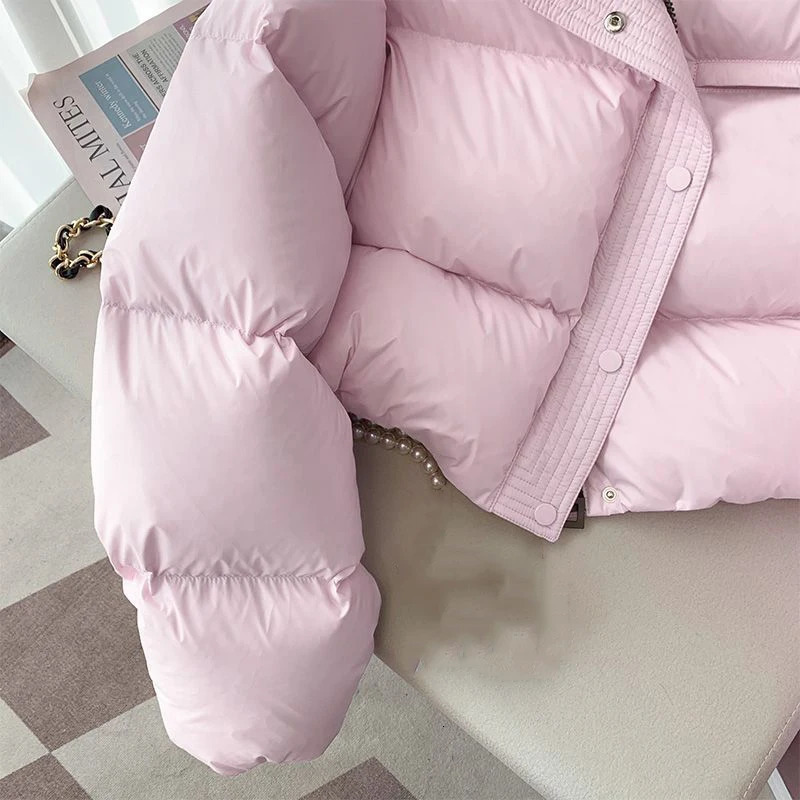 2024 Short Thick Cotton Padded ParkaPuffer Jacket Winter Women Stand Collar Zipper Parkas Coat Outwear 240930
