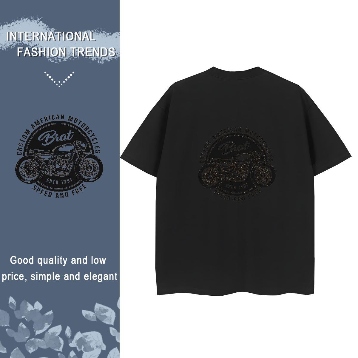 Stylist Woman T Shirts 230g Pure Cotton Short Sleeve O-Neck Daily Wear Motorcycle Womens Tshirts Loose Black Oversized Tee Shirt