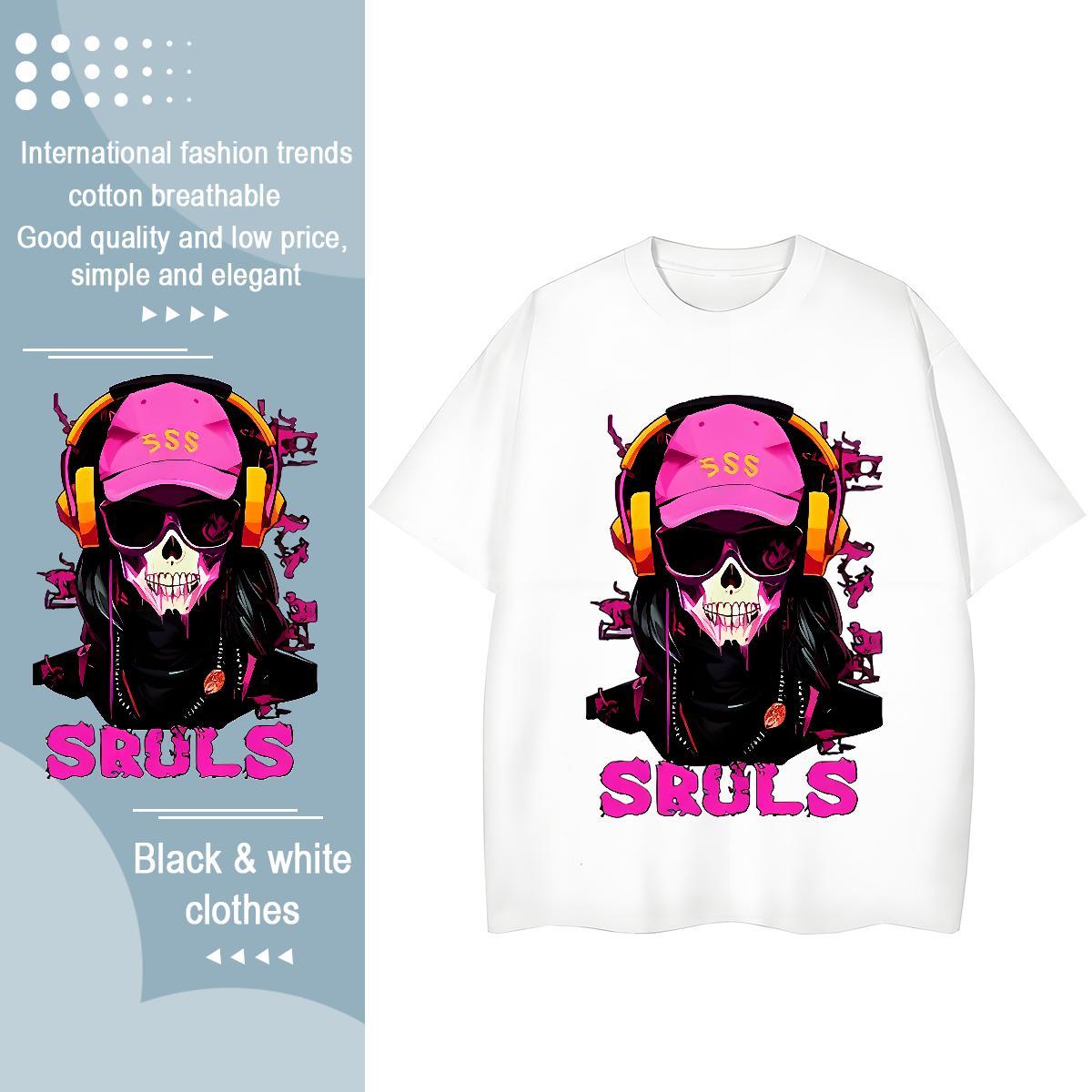 Fashion T Shirts Women 230g Cotton Round Neck Short Sleeve Beach handset Couples T Shirts Comfortable Customized Top Shirts