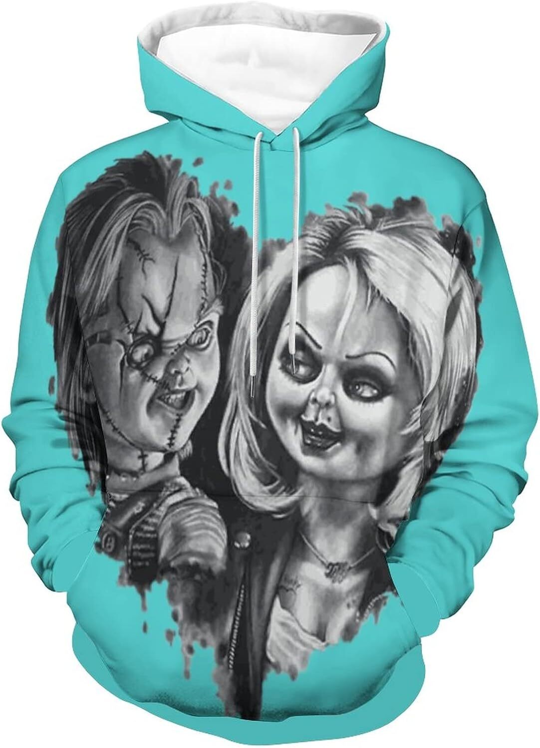 Hoodie for Mens Womens ZHANGXM Mens Long Sleeve Chucky 3D Horror Print Hoodie Spring and Autumn Blouse Graphic keep warm