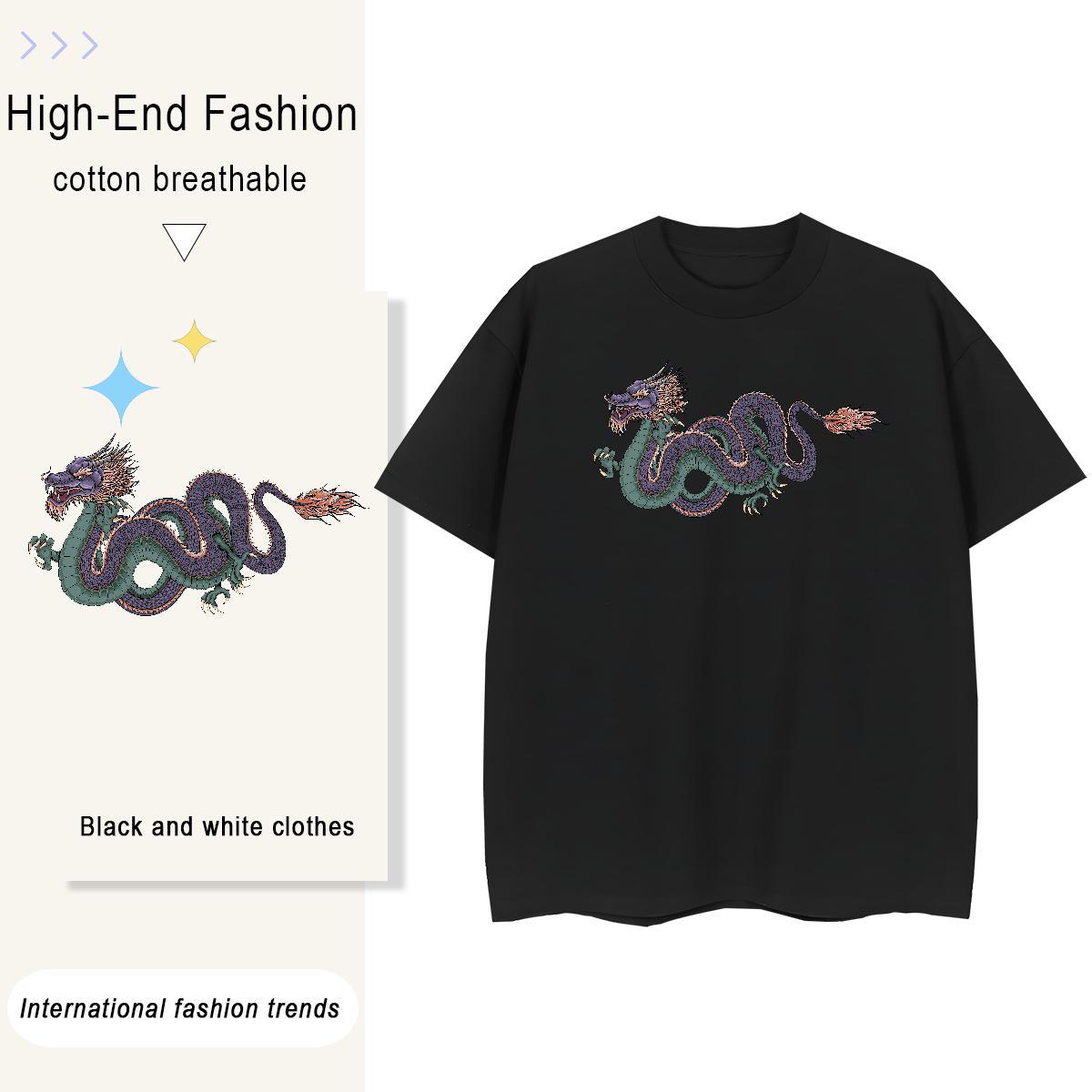 Casual New T-Shirts 100% Cotton 230g Comfortable Casual Daily Wear dragon Women Tees Loose fit Custom Printing Polos