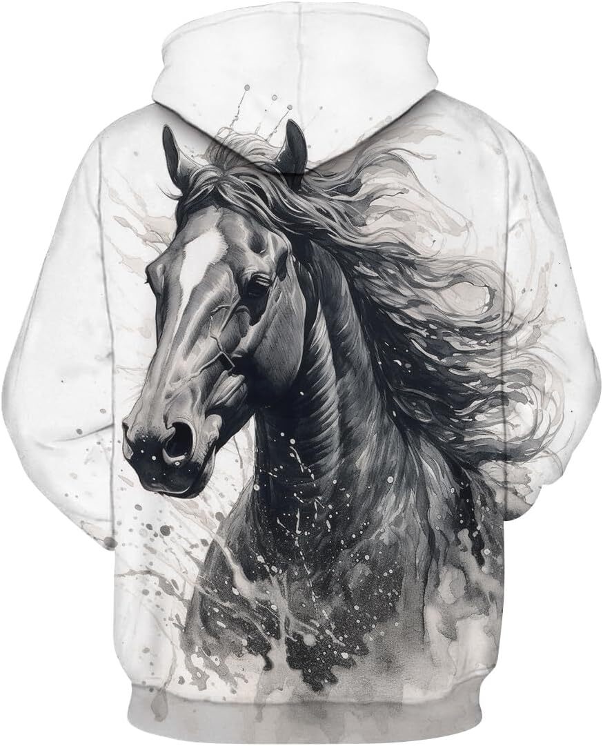 Hoodie for Mens Womens Mens Hoodie Horse Print Hoodies Novelty Graphic Sweatshirts Fashion Pullover Graphic Hoodies sweatshirt keep warm