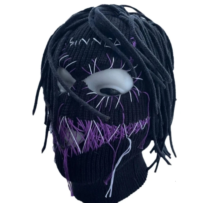 Balaclava Distressed Halloween Funny Face Mask Horror Hooded Party Hat Knitted Beanies 241009