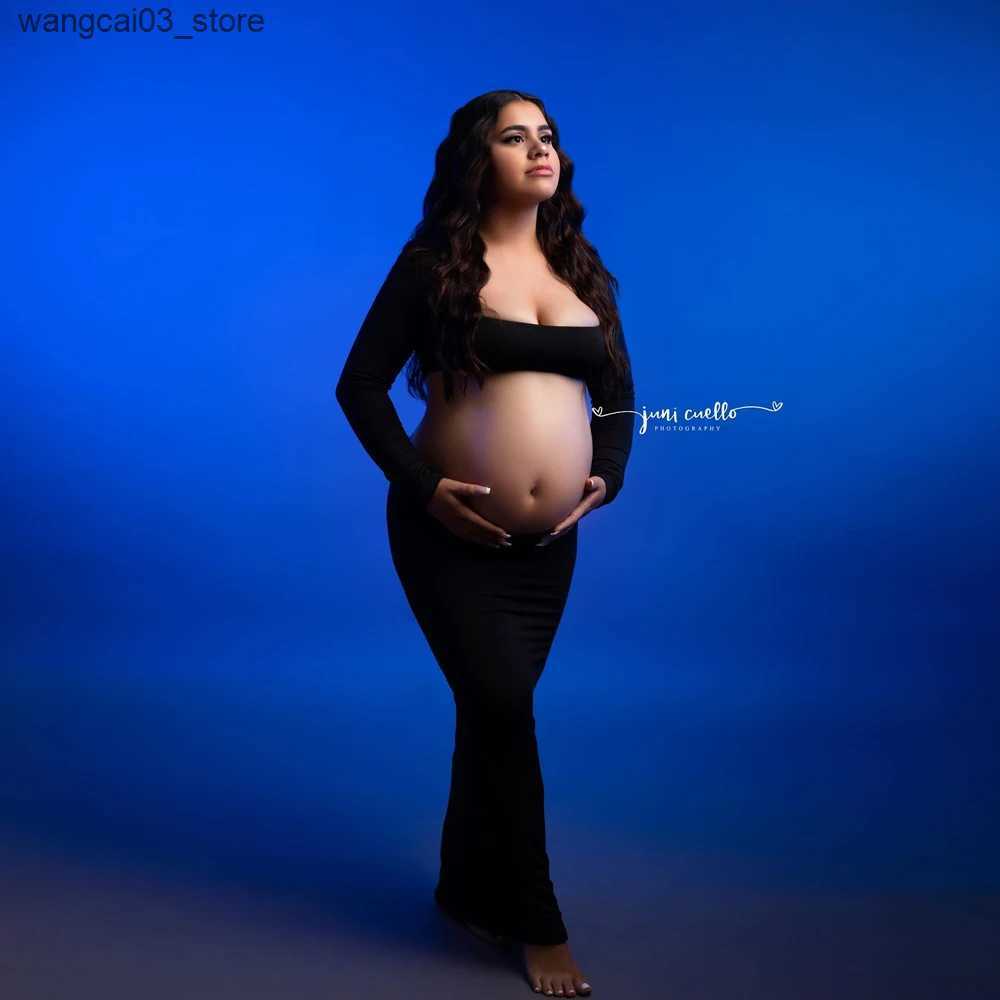 Maternity Dresses Maternity Dress For Photoshoot Stretch bodice dress Photography Studio Accessories Clothing Pregnant Women Exposed Belly Skirt L2409