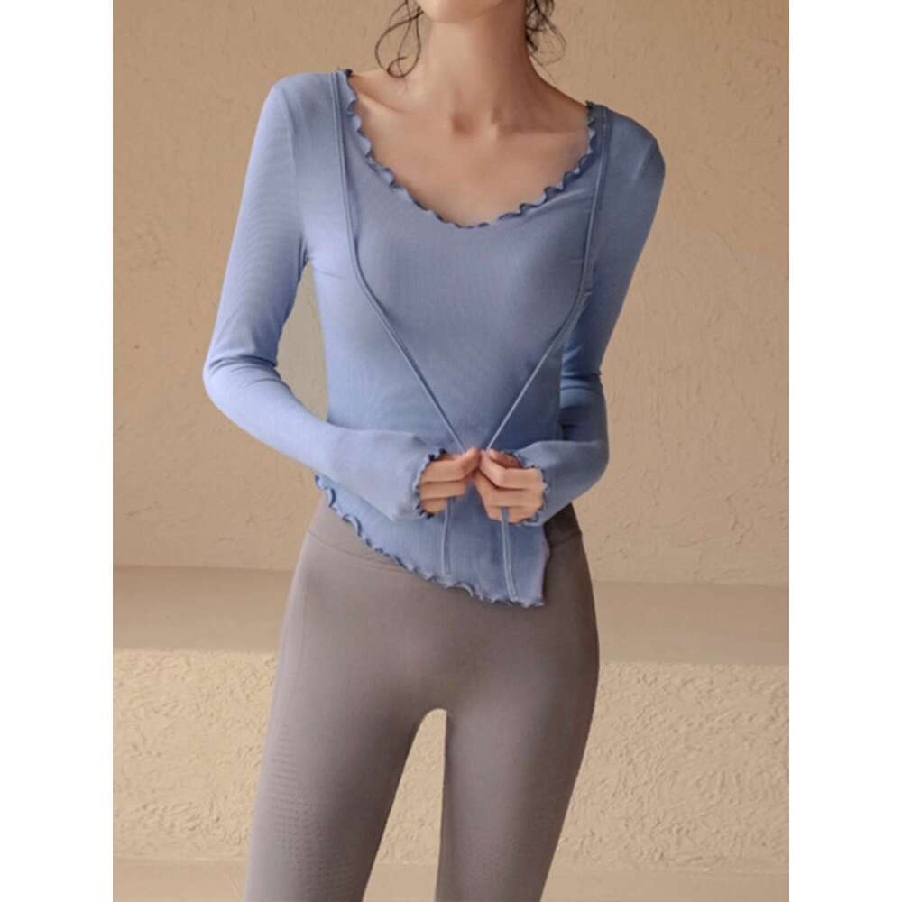 Tight fitness suit, women's quick drying sports top, spring and autumn long sleeved running T-shirt, elastic outer wear, slimming yoga suit